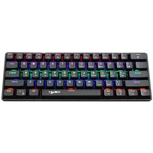 Vendedor superior profesional 61 teclas V900 juego RGB luz mecánica con cable Mini teclado de juego, teclado automático de juego