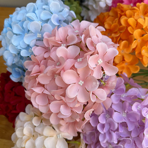 Venta al por mayor barato solo cabeza blanco rosa Hortensia flor artificial para la boda Día de la madre Año Nuevo chino fiesta de año nuevo - Product Image 3