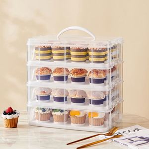 Cupcake Container with Lid and Handle Food Grade Transparent <b>Cake</b> Box Bakery <b>Boxes</b> for <b>Wedding</b> Party Outdoor - Product Image 2