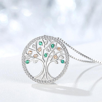Collier pendentif Arbre de Vie en argent sterling 925 avec zircon, bijoux fins en gros pour femmes