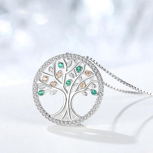Grosir kalung perhiasan mode 925 perak murni zirkon Cz pohon kehidupan liontin kalung untuk wanita - Product Image 2