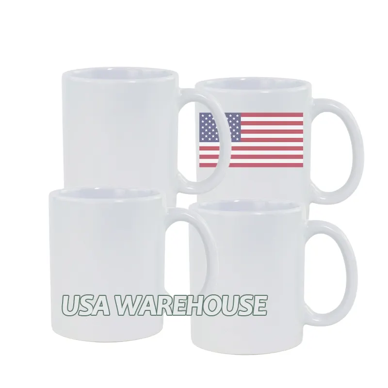 Tasses en céramique à poignée blanche de 11oz tasses à café blanches à sublimation droites tasses en céramique blanche avec boîte-cadeau et emballage en mousse