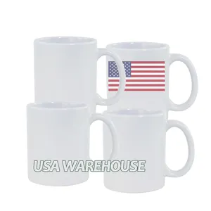 11oz White Handle Ceramic Cups Straight Sublimation Blanks Coffee Mug White Ceramic Mugs With Gift Box And Foam Packing