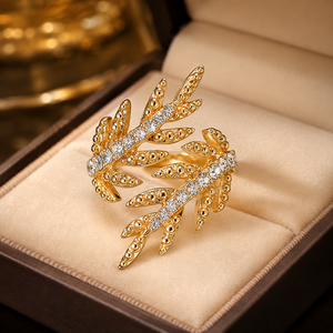 Anello Aperto a Forma di Foglia, Design Creativo, Regolabile, per Donne - Product Image 5
