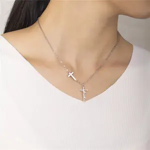 high quality dainty cross necklace ins faith blessed 2021 fashion cross necklace stainless steel women sequential prophet