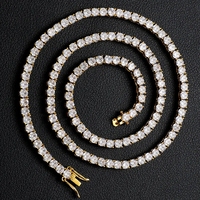 Bijoux de mode Chaîne de tennis en diamant glacé Collier de chaîne de tennis en argent sterling 925 VVS Moissanite