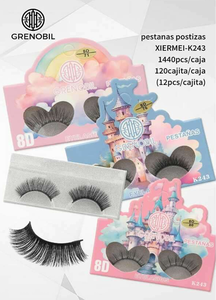 Pestañas Postizas Grenobil 8D K243 con Banda de Algodón, Pestañas de Tira Completa - Product Image 3