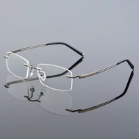Lunettes rondes en titane pur pour hommes, monture ultra-légère, coupe diamant, sans cadre, accessoires d'affaires,
