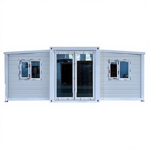 Maison conteneur d'exportation modulaire préfabriquée mobile, pliable à double aile, extensible, pour hébergement, avec deux chambres et un salon - Product Image 1