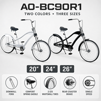 Vente en gros de fourche à ressort à une vitesse caboteur moyeu Beach Cruiser vélo 20-26 pouces noir Beach Cruiser vélo