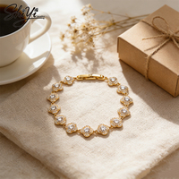 Bracelet Tennis Fleur Plaqué Or 14K Anti-ternissement Zircon Minimaliste Jonc Vente en Gros Bijoux Personnalisés Shiyi
