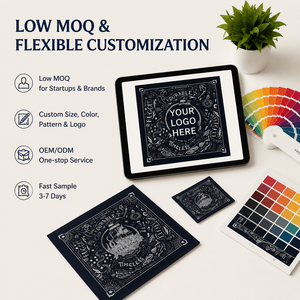Foulard carré en coton avec logo personnalisé, bandana streetwear, foulard de mode, design personnalisé, fabricant OEM ODM - Product Image 2