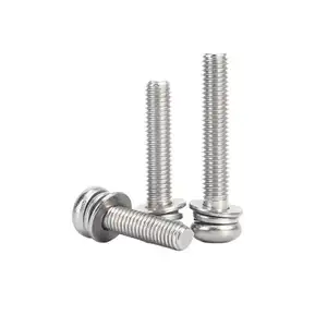 Customizable 304 Stainless Steel M4*6 Pan Triple Combination Screws Cross-Head Phillips Machine Screw