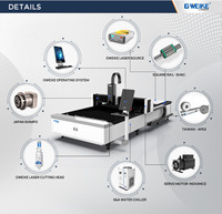 Máquina de Corte Láser de Fibra CNC de 4 Ejes G.weike 2KW LF3015E PRO, Control Cypcut, Guía HIWIN, Refrigeración por Agua, para Materiales Metálicos