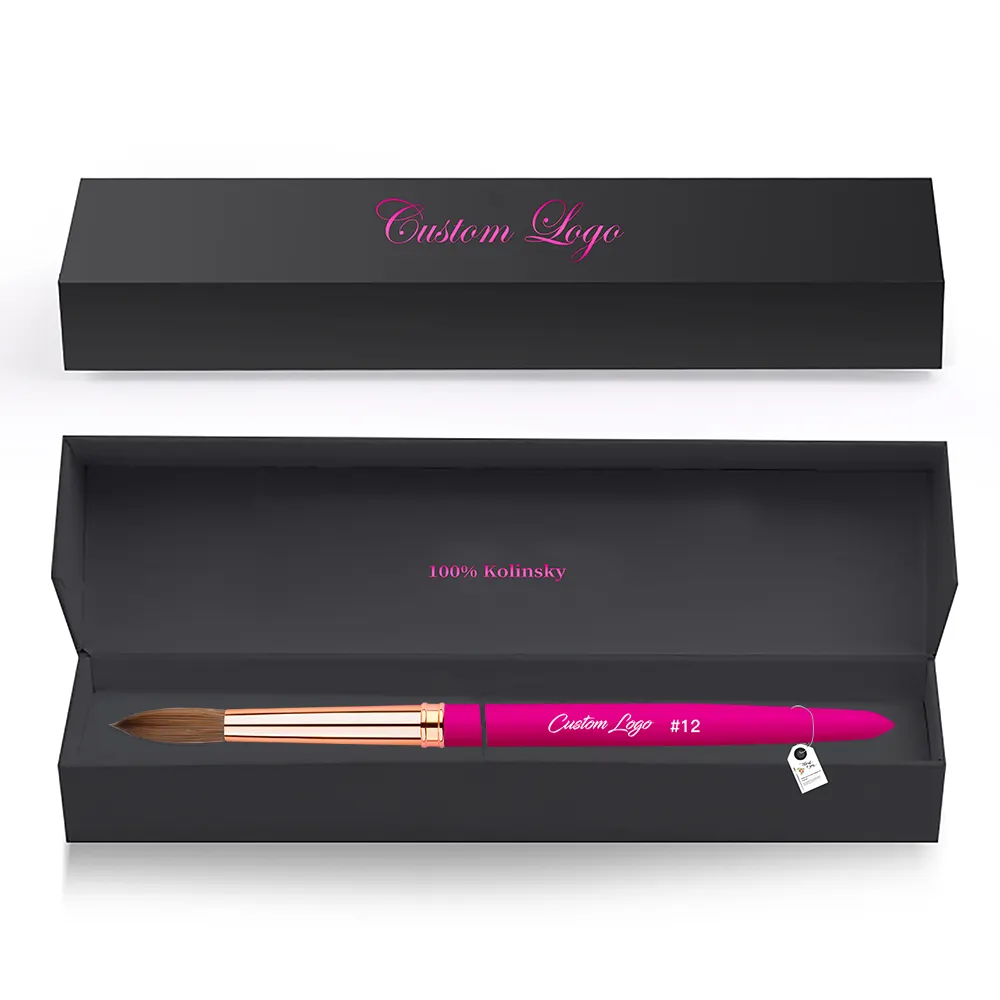 2022 популярная кисть для дизайна ногтей Персонализированная 100% чистая колонковая акриловая кисть для ногтей соболиная розовая акриловая кисть для ногтей 12/14/16/18