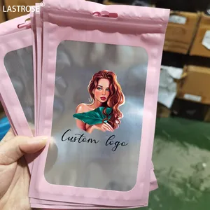 Wholesale PVC Clear Pink Tweezers Packaging Bag Private Label Luxury Eyelashes Bag Makeup Lashes Glue Plastic Packaging Bag