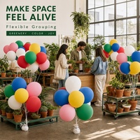Ballons en latex de caoutchouc de qualité supérieure, nouvelle arrivée, 12 pouces, forme ronde, col long, arc-en-ciel, assortis, pour décoration murale de fête