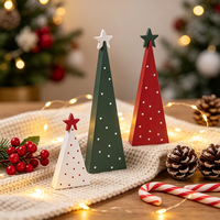 Décoration de Noël en bois Art Déco 3 pièces, motif triangulaire, avec étoile sur le dessus, autoportante, pour une ambiance hivernale festive à la maison