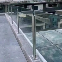 JIEBAIDA Colonne de garde-corps en verre en acier inoxydable 304 sans perçage, design moderne, fixation au sol pour escalier et balcon