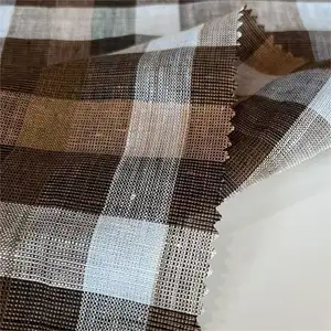 Tissu de vêtement teint en fil de lin 100% écologique de poids moyen de haute qualité dans le monde entier