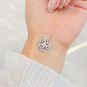 Collar Clásico Vintage con Colgante de Flor de Pera de Diamante Cultivado en Laboratorio en Oro Blanco de 18K para Mujer, Cadena de Diamantes, Joyería con Diamantes de Laboratorio - Product Image 4