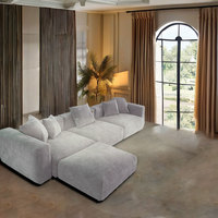 Ensemble de canapés sectionnels contemporains en tissu, confortables, avec structure en bois massif, écologiques et durables, pour chambre, salon, appartement