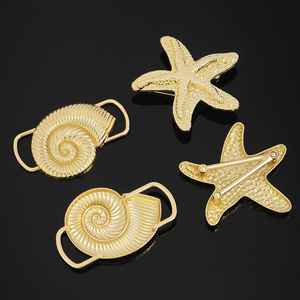 Boucles décoratives plaquées or en forme de coquillage, étoile de mer et fleur, avec perles et strass, pour maillots de bain et accessoires de bijouterie - Product Image 4