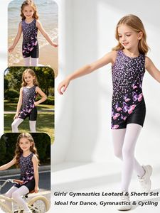 <span class=keywords><strong>Justaucorps</strong></span> pour filles à imprimé dégradé, sans manches, unitard de gymnastique brillant, body court, costume de danse pour enfants, <span class=keywords><strong>justaucorps</strong></span> de gymnastique - Product Image 4