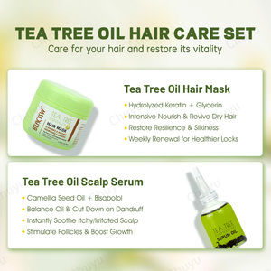 Tea Tree sampo kondisioner masker rambut Serum Kulit Kepala Set dengan minyak kastor & <span class=keywords><strong>Rosemary</strong></span> untuk semua jenis rambut-mendukung kesehatan kulit kepala - Product Image 3