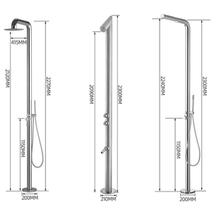 Columna de Ducha Independiente de Acero Inoxidable Cromado <span class=keywords><strong>para</strong></span> <span class=keywords><strong>Piscina</strong></span>, Jardín o Playa - Product Image 2