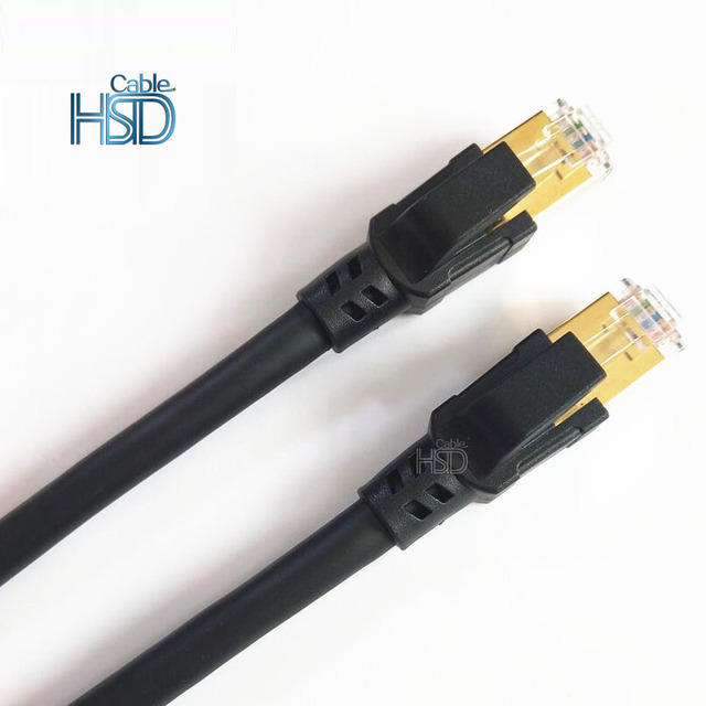 Gold Plated Cat7 Ethernet Cable 3M 25ft 100ft Flat RJ45 Cat7 Patch Cord with SSPT Competitive Price Network Communication Cables