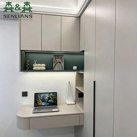 Ensemble de bureau suspendu intégré moderne SLS, armoire de rangement modulaire pour chambre à coucher, placard personnalisé avec éclairage LED
