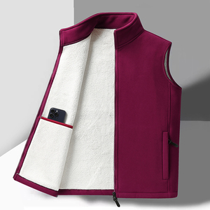 Gilets thermiques décontractés pour hommes, coupe-vent en polaire avec fermeture éclair, col rabattable respirant, vêtements - Product Image 6