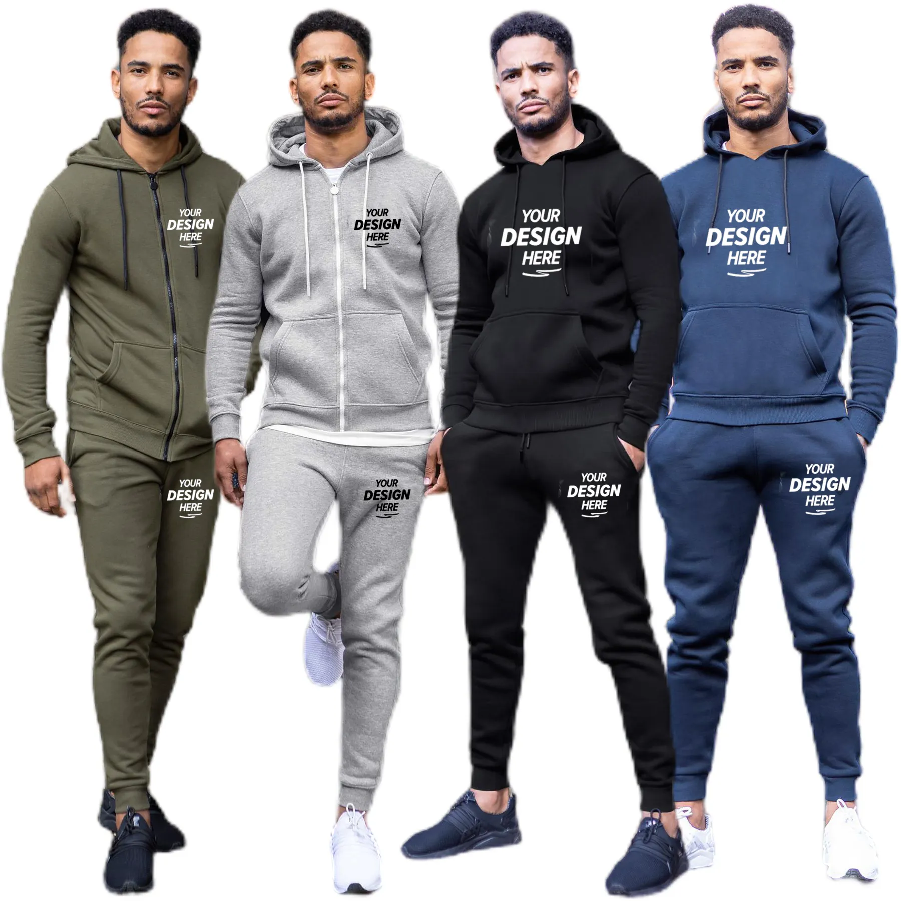 HG515 Custom Logo Tech Fleece Men Slim Fit Sports GYM Hooded sportswear Hoodie Joggers fitness Tracksuit Set