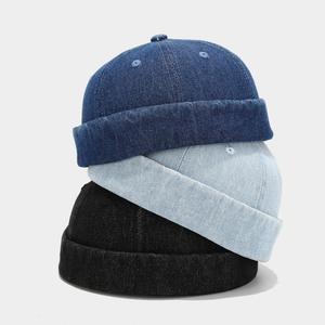 Literary Retro Wash Denim Docker <b>Hat</b> Solid Color Brimless Baseball Cap Fashion Hip Hop <b>Hats</b> - Product Image 1