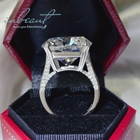 Neuer Beliebter Silber 925 Original 20 Karat Brillantschliff Diamant-Test Bestanden D-Farbe Moissanit-Ring für Damen Hochzeit Feiner Schmuck