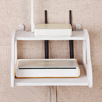 Étagère murale sans perçage pour routeur WiFi, décodeur et multiprise décorative, en PVC blanc et panneau de bois plastique