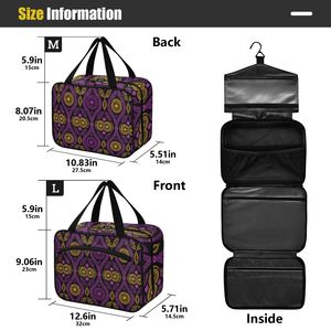 Multiple Pockets Boho Tribal Prints Custom Logo Makeup Cosmetic Bag Travel Organizer Hanging Hook Cosmetic Bags for Women - Product Image 5