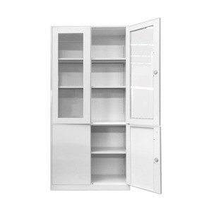 Meubles personnalisés en verre d'acier de haute qualité, armoires de remplissage d'<span class=keywords><strong>armoire</strong></span> à <span class=keywords><strong>4</strong></span> portes avec 3 étagères réglables - Product Image 4