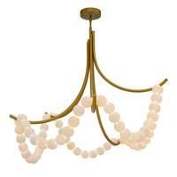 Lampe suspendue de style français personnalisée pour salon, éclairage de plafond circulaire pour escaliers, luminaire en albâtre perlé, forme d'anneau