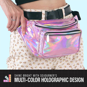 Bolsa de Cintura Personalizável em PVC Holográfico com Fecho de Zíper, Impermeável, Bolsa Transversal Moderna para Uso ao Ar Livre e Diário - Product Image 2