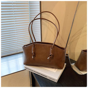 Sac à main en cuir marron de style vintage style minimaliste noeud de corde embelli sac à bandoulière pour femme - Product Image 2