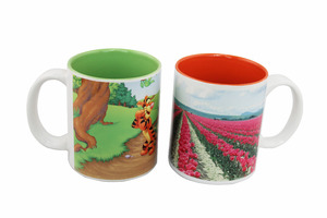 Holesale-Taza de cerámica personalizada, taza con prensa de Sublimación de color interno, 11oz - Product Image 4