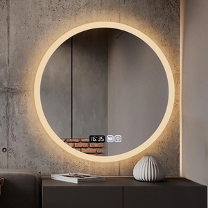 <span class=keywords><strong>Espejo</strong></span> de Baño LED Redondo Personalizable al por Mayor con Pantalla de Tiempo, Control Táctil, <span class=keywords><strong>Espejo</strong></span> de Vanidad de Pared - Product Image 1
