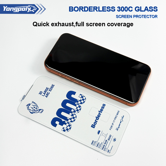 Borderless 300C Glass Screen Protector 3D Large Arc Edge Zero Occlusion Display for iphone 18 pro max