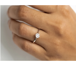 Anillo de Compromiso de Lujo con Diamante Cultivado en Laboratorio, Engaste Ilusión, Diamante Creado en Laboratorio E-F VS, Joyería Fina para Promesa o Aniversario - Product Image 1