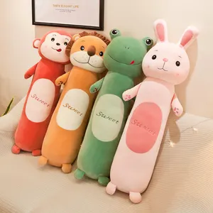 Gros Kawaii Lapin Forme Peluche Lion Corps Long Oreiller Doux Grenouille Mignon Singe Animal En Peluche Jouet