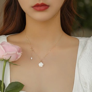 Exquisitely Designed Natural Pearl Mother <b>Rose</b> Collarbone Chain Pendant Luxury Feminine Charm with <b>Light</b> Fragrance - Product Image 1