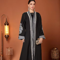 Robe musulmane grande taille brodée appliques strass Abaya vêtements du Moyen-Orient pour femmes
