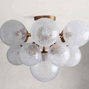 Moderne Nordic Eenvoudige Creatieve Trap Restaurant Bendroom Bruiloft Flush Mount Glazen Ronde Bal <span class=keywords><strong>Led</strong></span> Swing Licht Plafondlamp